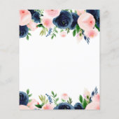 Papier Budget Mariage Marine Bleu Blush rose Floral (Dos)
