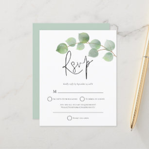 Papier Budget Mariage Moderne au Eucalyptus RSVP