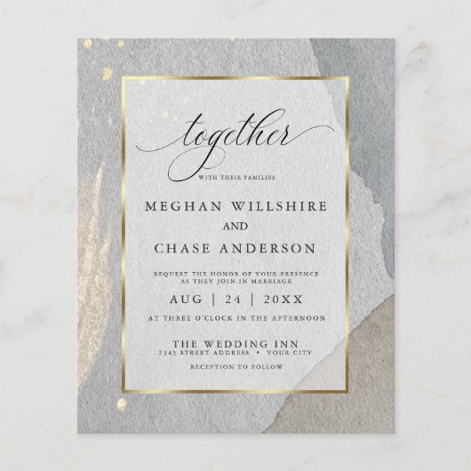Papier Budget Mariage Moderne Splash sur Granite (Devant)