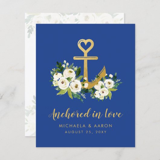 Papier Budget Mariage nautique Enregistrer la date Ancre  (Devant / Derrière)