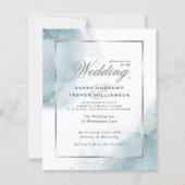 Papier Budget Mariage Pale Aqua Turquoise Argent Abstrait (Devant)