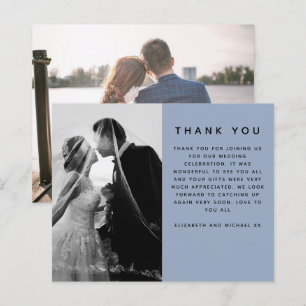 Papier BUDGET Mariage photo Merci moderne bleu simple