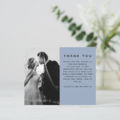 Papier BUDGET Mariage photo Merci moderne bleu simple (Debout devant)