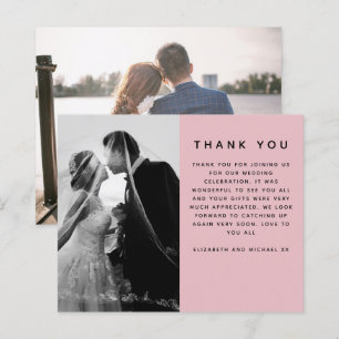 Papier BUDGET Mariage photo Merci rose moderne simple
