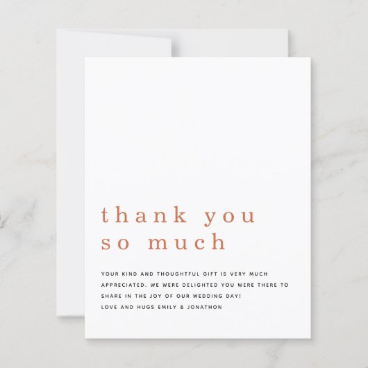 Papier Budget Mariage Photo QR Code Merci en terre cuite (Devant)