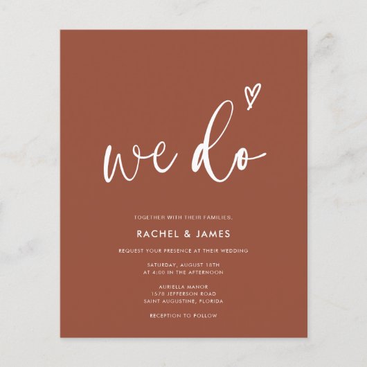 Papier Budget Mariage Qr Code Burange Orange Terracotta (Devant)