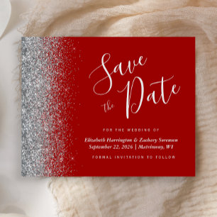 Papier Budget Mariage Rouge Écarlate Argent Invitation An