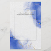 Papier Budget Mariage Royal Blue Gold Abstrait Marble Inv (Dos)