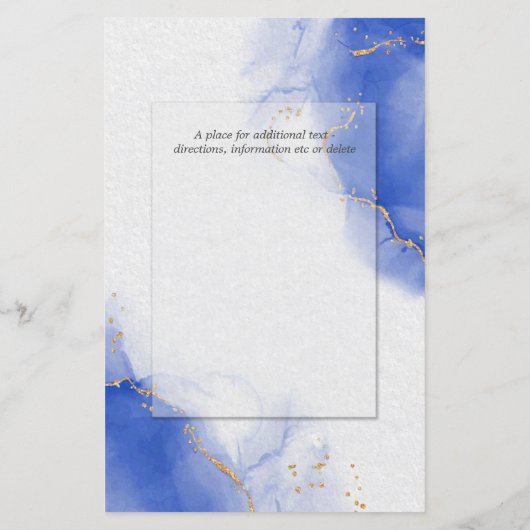 Papier Budget Mariage Royal Blue Gold Abstrait Marble Inv (Dos)