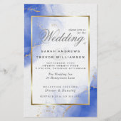 Papier Budget Mariage Royal Blue Gold Abstrait Marble Inv (Devant)
