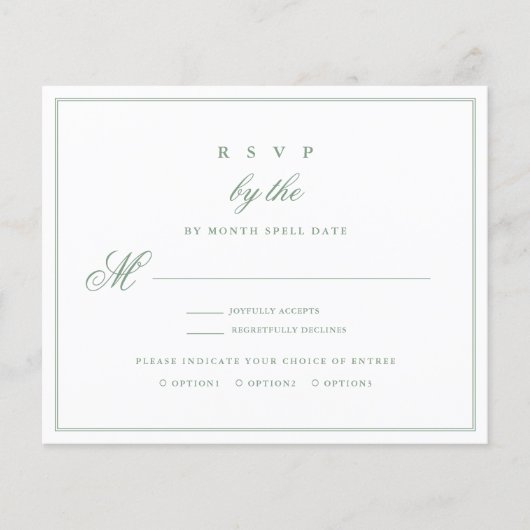 Papier Budget Mariage RSVP Basil Green (Devant)