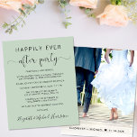 Papier Budget Mariage Sage Vert Heureux Joyeux Jamais Apr<br><div class="desc">Un évènement économique ou un petit faire-part vert sauge clair pour informer la famille et les amis que vos plans de mariage ont changé, et vous avez fui ou réduit le nombre d'invités à votre mariage, et de les invitations à une réception de mariage ou de fête. L'avant présente "Happily...</div>