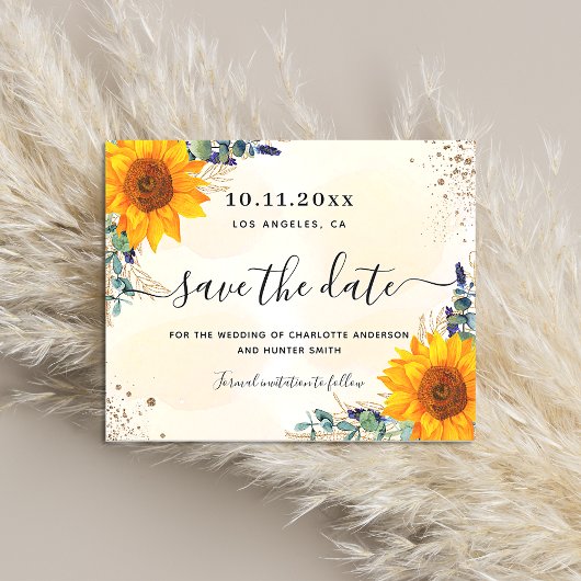 Papier Budget mariage tournesol eucalyptus enregistrer la