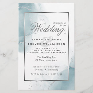 Papier Budget Mariage Turquoise Bleu  Argent Abstrait