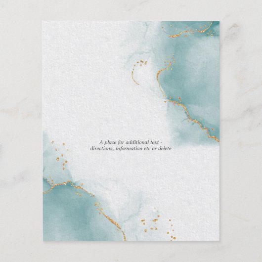 Papier Budget Mariage Turquoise Gold Abstrait Ciels marbr (Dos)