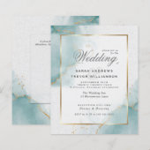 Papier Budget Mariage Turquoise or Abstrait marbré Invita (Devant / Derrière)