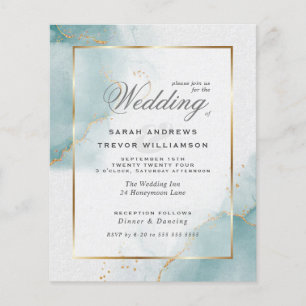 Papier Budget Mariage Turquoise or Abstrait marbré Invita