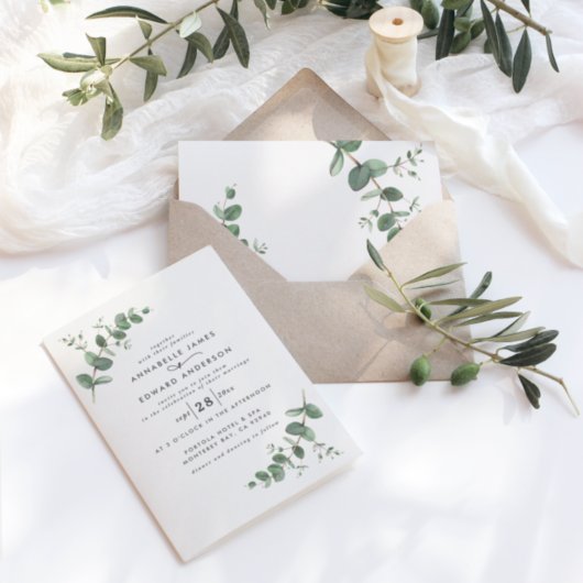 Papier Budget mariage vert Eucalyptus botanique moderne
