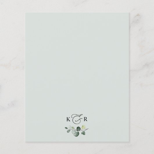 Papier Budget Mariage vert simple Enregistrer la date (Dos)