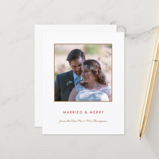 Papier Budget | Marié et Joyeux Noël photo (Devant/Arrière en situation)