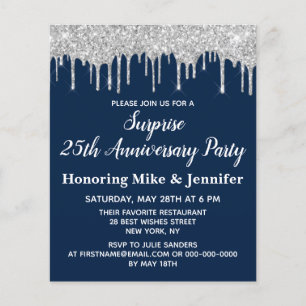 Papier Budget Marine Argent Surprise Anniversaire Invitat