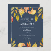 Papier Budget Marine Automne quitte Mariage QR Code Invit (Devant / Derrière)