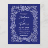 Papier Budget Marine Bleu Blanc Floral Faire-part de mari (Devant)