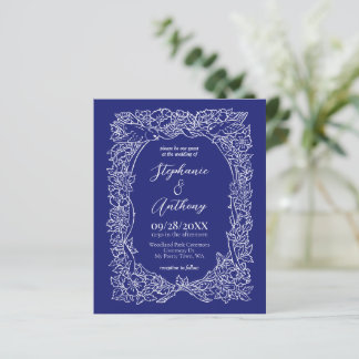 Papier Budget Marine Bleu Blanc Floral Faire-part de mari