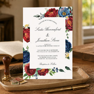 Papier Budget Marine bleu Bourgogne rouge Faire-part de m