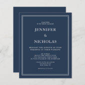 Papier Budget Marine Bleu Élégant Mariage officiel (Devant / Derrière)