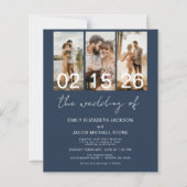 Papier Budget Marine Bleu Le Mariage de Photo Code QR (Devant)