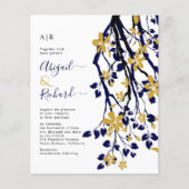 Papier BUDGET Marine bleu, or faire-part de mariage flora (Devant)