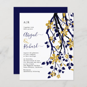 Papier BUDGET Marine bleu, or faire-part de mariage flora