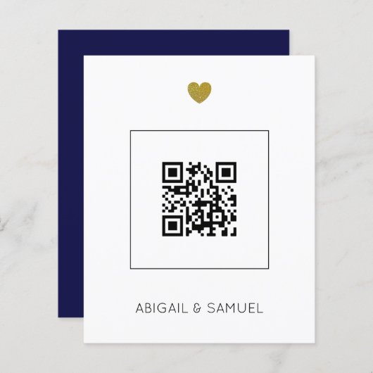 Papier Budget Marine bleu QR Code Tout en un Mariage (Devant / Derrière)