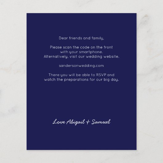 Papier Budget Marine bleu QR Code Tout en un Mariage (Dos)