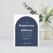 Papier Budget Marine Bleu RSVP QR Code Retro Photo Mariag (Debout devant)