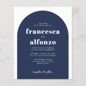 Papier Budget Marine Bleu RSVP QR Code Retro Photo Mariag (Devant)