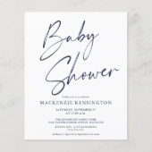 Papier Budget Marine Bleu Script Boy Baby shower Invitati (Devant)