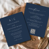 Papier Budget Marine Bleu Tout en un Mariage QR Code