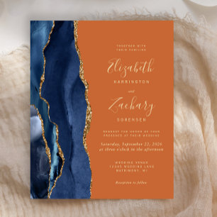 Papier Budget Marine Blue Agate Burnt Orange Mariage Invi