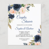 Papier Budget Marine Blue & Blush Couples Showinvite (Devant)