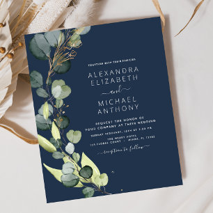 Papier Budget Marine Blue Eucalyptus Invitations de maria