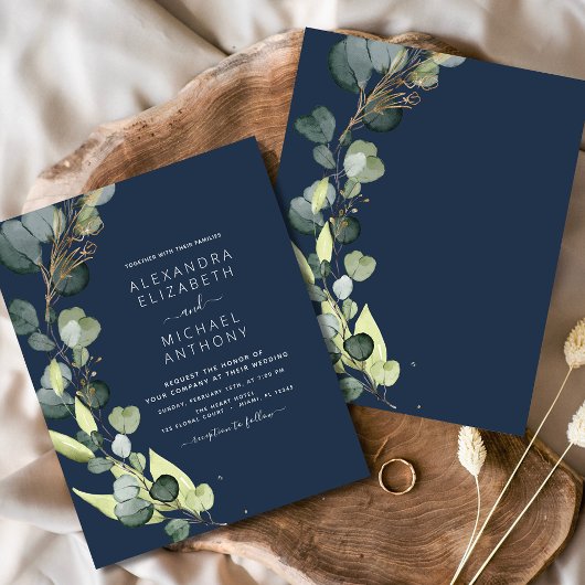 Papier Budget Marine Blue Eucalyptus Invitations de maria