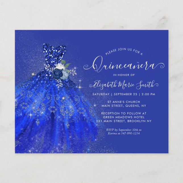Papier Budget Marine Blue Floral Argent Parties scintilla (Devant)