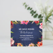 Papier Budget Marine Blue Floral Moving Faire-part (Debout devant)