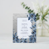 Papier Budget Marine Blue Floral Silver Faire-part de mar (Debout devant)