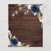 Papier Budget Marine Blue Flowers Rustic Faire-part de ma (Dos)
