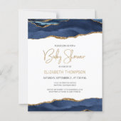 Papier Budget Marine Blue Gold Agate Baby shower Invitati (Devant)