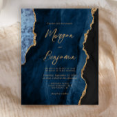 Papier Budget Marine Blue Gold Agate Script Mariage Invit