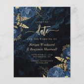 Papier Budget Marine Blue Gold Floral Wedding Enregistrer (Devant)